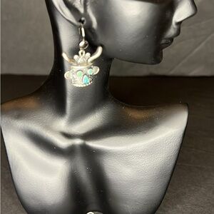 Silver and Blue Skull Earrings